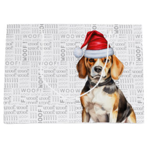 Grand Sac Cadeau Amusant Beagle de Noël Amoureux des chiens