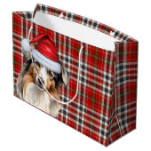 Grand Sac Cadeau Amusant berger australien Noël Plaid (Dos Angle)