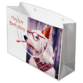 Grand Sac Cadeau Amusant Joyeux anniversaire mignon chien fête (Dos Angle)