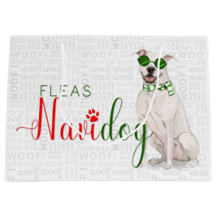 Grand Sac Cadeau Amusant Noël Fleas Navidog avec Pit Bull