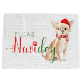 Grand Sac Cadeau Amusant Noël Fleas Navidog Chihuahua (Devant)