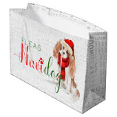 Grand Sac Cadeau Amusant Noël Fleas Navidog King Charles Spaniel (Dos Angle)