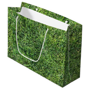 Grand Sac Cadeau Amusante herbe verte vraie texture photo motif pla