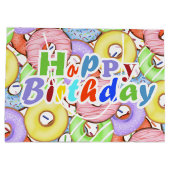 Grand Sac Cadeau Amusants Pastel Donuts colorés Anniversaire (Dos)