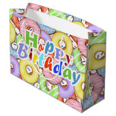 Grand Sac Cadeau Amusants Pastel Donuts colorés Anniversaire (Dos Angle)