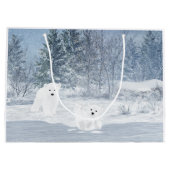 Grand Sac Cadeau Amusement de neige - ours blanc CUB (Dos)