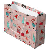 Grand Sac Cadeau Amusement de Noël (Devant Angle)