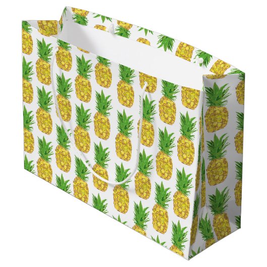 Grand Sac Cadeau Ananas blanc (Dos Angle)