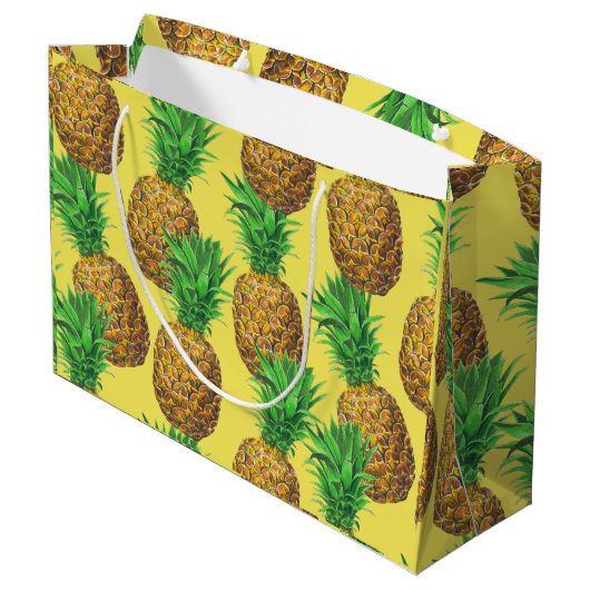 Grand Sac Cadeau Ananas ensoleillés (Dos Angle)