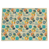 Grand Sac Cadeau Ananas hawaïen et Hibiscus 3 (Devant)