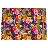 Grand Sac Cadeau Ananas Tropical Et Fleur (Dos)