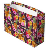 Grand Sac Cadeau Ananas Tropical Et Fleur (Dos Angle)