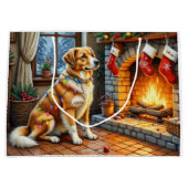 Grand Sac Cadeau Anatolian Shepherd Fireplace with Christmas Lights (Devant)