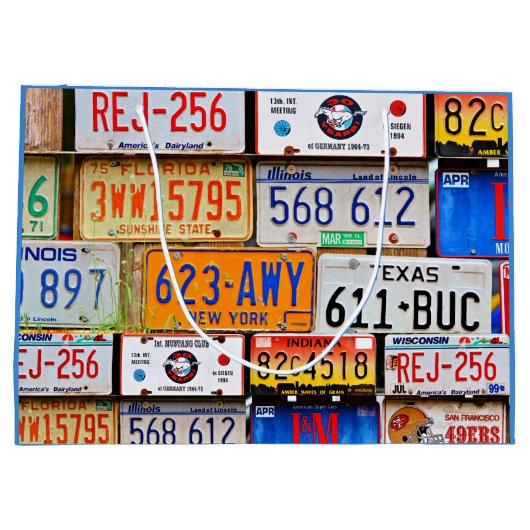 Grand Sac Cadeau Anciennes plaques de licence (Dos)