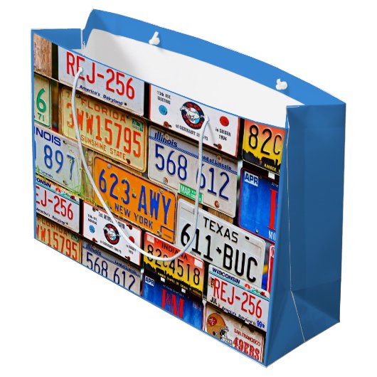 Grand Sac Cadeau Anciennes plaques de licence (Dos Angle)