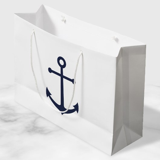 Grand Sac Cadeau Ancre bleue marine