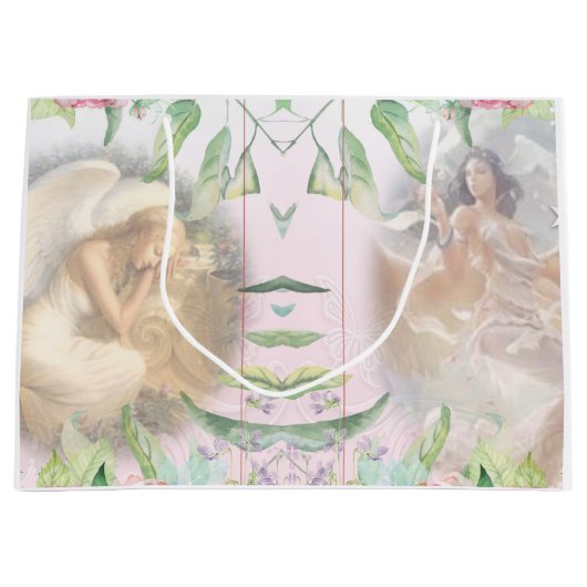 Grand Sac Cadeau Angels et fleurs (Devant)