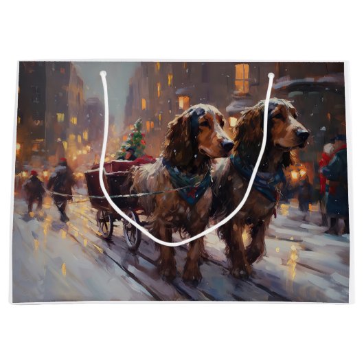 Grand Sac Cadeau Anglais Cocker Spaniel Noël Festin Saison (Devant)