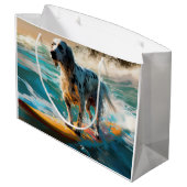 Grand Sac Cadeau Anglais Setter Beach Surfing Painting (Dos Angle)
