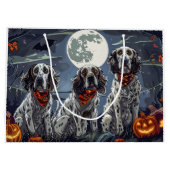 Grand Sac Cadeau Anglais Setter Halloween Éffrayant (Dos)