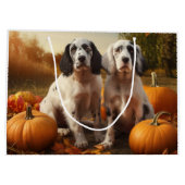 Grand Sac Cadeau Anglais Setter Puppy Automne Citrouille de plaisir (Dos)