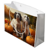 Grand Sac Cadeau Anglais Setter Puppy Automne Citrouille de plaisir (Dos Angle)