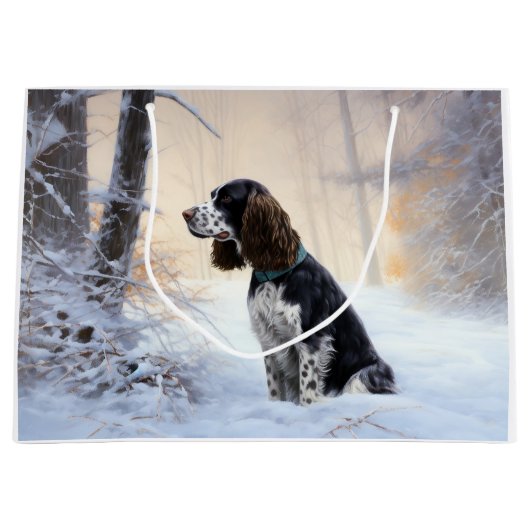 Grand Sac Cadeau Anglais Springer Spaniel Laissez-le neiger Noël (Devant)