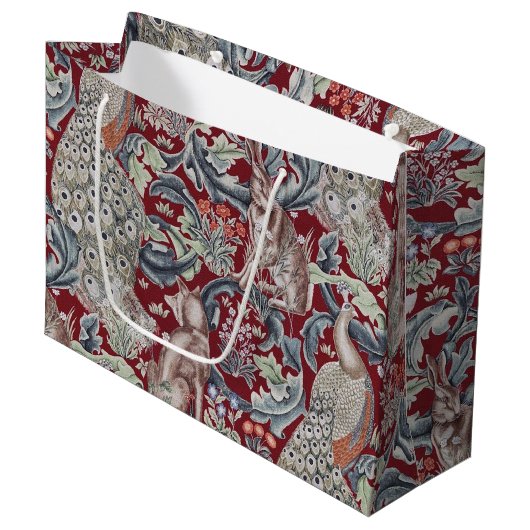 Grand Sac Cadeau Animaux forestiers, William Morris (Devant Angle)