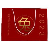 Grand Sac Cadeau Année du lapin 2023 Symbole en or L Cadeau B (Dos)