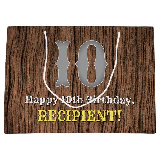 Grand Sac Cadeau Anniversaire 10e : Pays Inspiré par l'Ouest Look, (Devant)