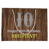 Grand Sac Cadeau Anniversaire 10e : Pays Inspiré par l'Ouest Look, (Dos)