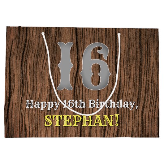 Grand Sac Cadeau Anniversaire 16e : Pays Inspiré par l'Ouest Look,  (Dos)