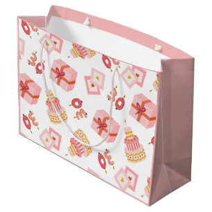 Grand Sac Cadeau Anniversaire 30 ans blanc et rose