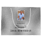 Grand Sac Cadeau Anniversaire argent photo nom mec (Dos)