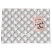 Grand Sac Cadeau Anniversaire argent rose or nom glamour (Devant)