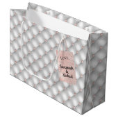 Grand Sac Cadeau Anniversaire argent rose or nom glamour (Devant Angle)
