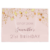 Grand Sac Cadeau Anniversaire bleu rose étoiles monogramme (Dos)