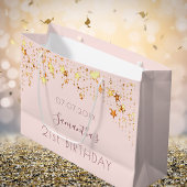 Grand Sac Cadeau Anniversaire bleu rose étoiles monogramme