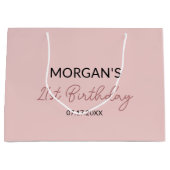 Grand Sac Cadeau Anniversaire Blush Pink Monogramme Nom (Devant)