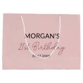 Grand Sac Cadeau Anniversaire Blush Pink Monogramme Nom (Dos)