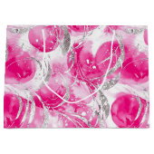 Grand Sac Cadeau Anniversaire Cercles Abstraits Glam Argent Rose (Devant)