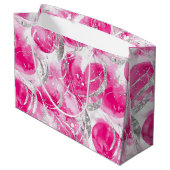 Grand Sac Cadeau Anniversaire Cercles Abstraits Glam Argent Rose (Dos Angle)