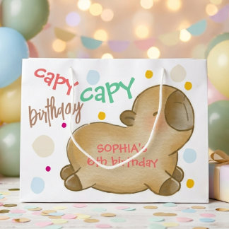 Grand Sac Cadeau Anniversaire de capybara Capy