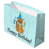 Grand Sac Cadeau Anniversaire de CUB de guépard joyeux (Dos Angle)