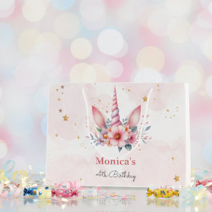 Grand Sac Cadeau Anniversaire de enfant de corne de licorne rose ma