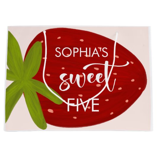 Grand Sac Cadeau Anniversaire de enfant de fraise sucrée (Devant)