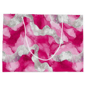 Grand Sac Cadeau Anniversaire de Glam en argent rose (Dos)