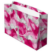 Grand Sac Cadeau Anniversaire de Glam en argent rose (Dos Angle)