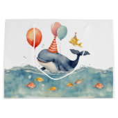 Grand Sac Cadeau Anniversaire de la baleine mignonne (Devant)