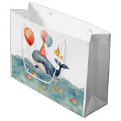 Grand Sac Cadeau Anniversaire de la baleine mignonne (Devant Angle)